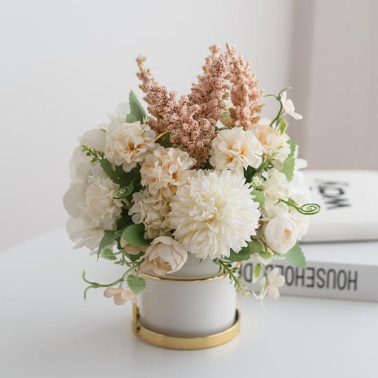 Искусственная роза поддельный цветок бонсай горшечное растение садовая вечеринка реквизит настольный декор