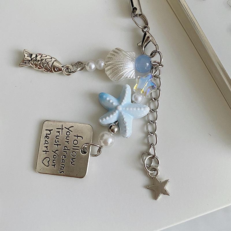 Летняя цепочка для телефона в виде морской звезды Y2K Сладкий бисерный ремешок для мобильного телефона Брелок Девчачий милый Ins Подвеска-шарм для телефона
