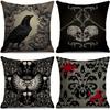 Home Decor Gothic Patterns: Raven, Skulls & Blood Splashes Pattern Cushion Cover Suitable for Sofa Bedroom Car Pillow Cover