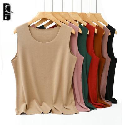 Вельветовый двухсторонний жилет без рукавов большого размера - Женский зимний теплый бесшовный топ с круглым вырезом