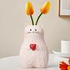 Love Heart Cat Flower Vase Resin Handmade Cartoon Kitten Floral Plants Holder Container Home Office