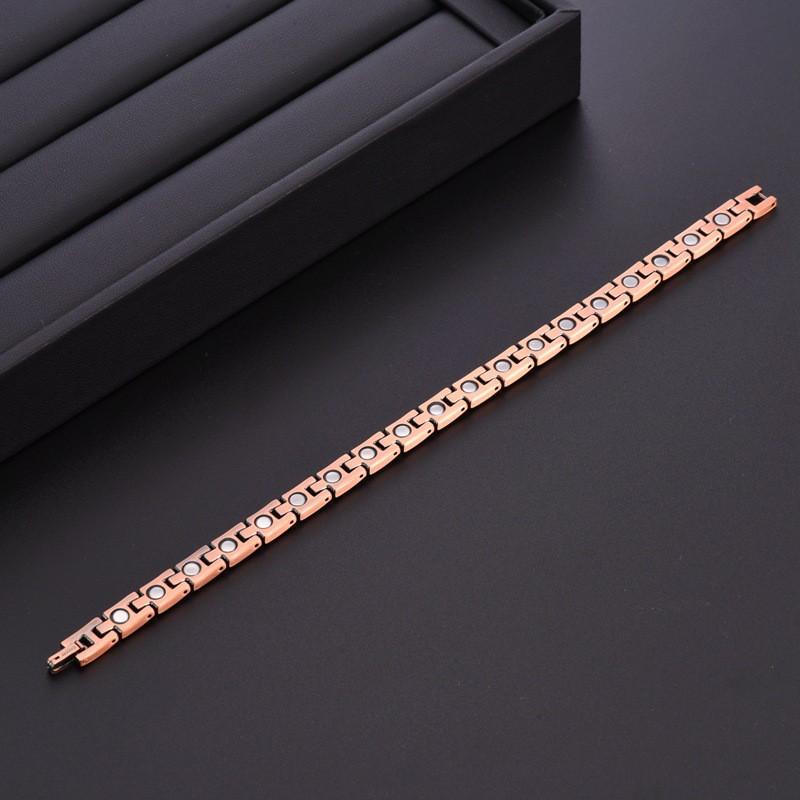 Mens Vintage Copper Cross Bracelet 99.9% Pure Magnetic Therapy Hand Chain Geometric Design
