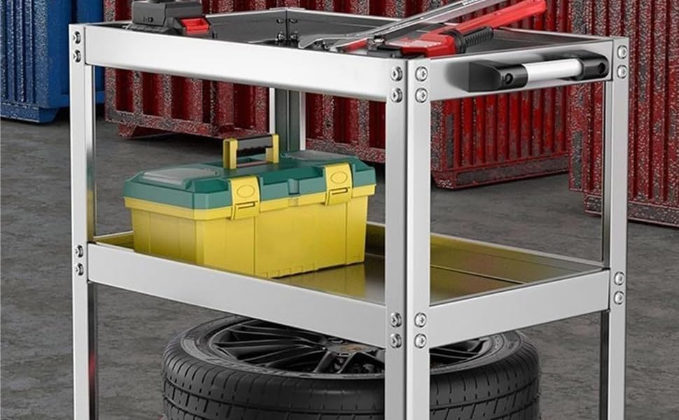 Тележка для инструментов JZOOOZ с переносным инструментом и тележка для инструментов с промышленной сталью для и ремонта и использования в помещении и на открытом воздухе, 3-ярусные ролики,