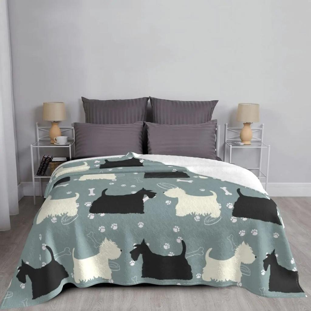 Одеяло Скотти и Вести Вест-хайленд-терьера, флисовое зимнее одеяло для собак, тонкое одеяло для домашнего офиса, плюшевое тонкое одеяло