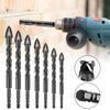 7Pcs Black Hexagonal Shank Alloy Drill Bit Set Multifunction Concrete Drill Bit Set