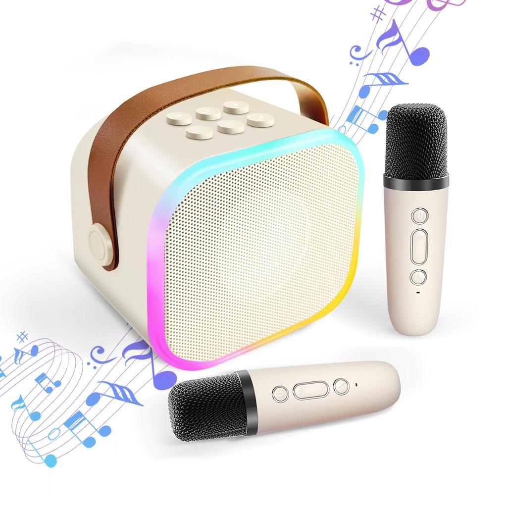 HolyCrab Karaoke Set with 2 Bluetooth Microphones, Mini Karaoke Set for Home Use, Karaoke Microphone, Karaoke Speaker, PA Set, Wireless Microphone,