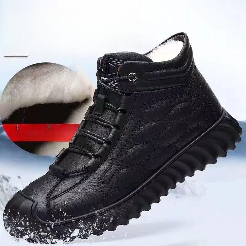 Thick Cotton Shoes for Men Winter with Added Fleece for Warmth Men's Casual Shoes Thick Sole Mid Top Anti Slip Shoes for Men