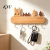 Hat And Scarf Organizer Wooden Key Holder with 5 Hooks, Cartoon House Theme Organizer, Multi Heavy Duty Screw Fixation Hooks Purpose Hanging Rack for