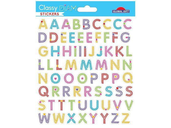 72 Autocollants Diamants - Alphabet - Brillant
