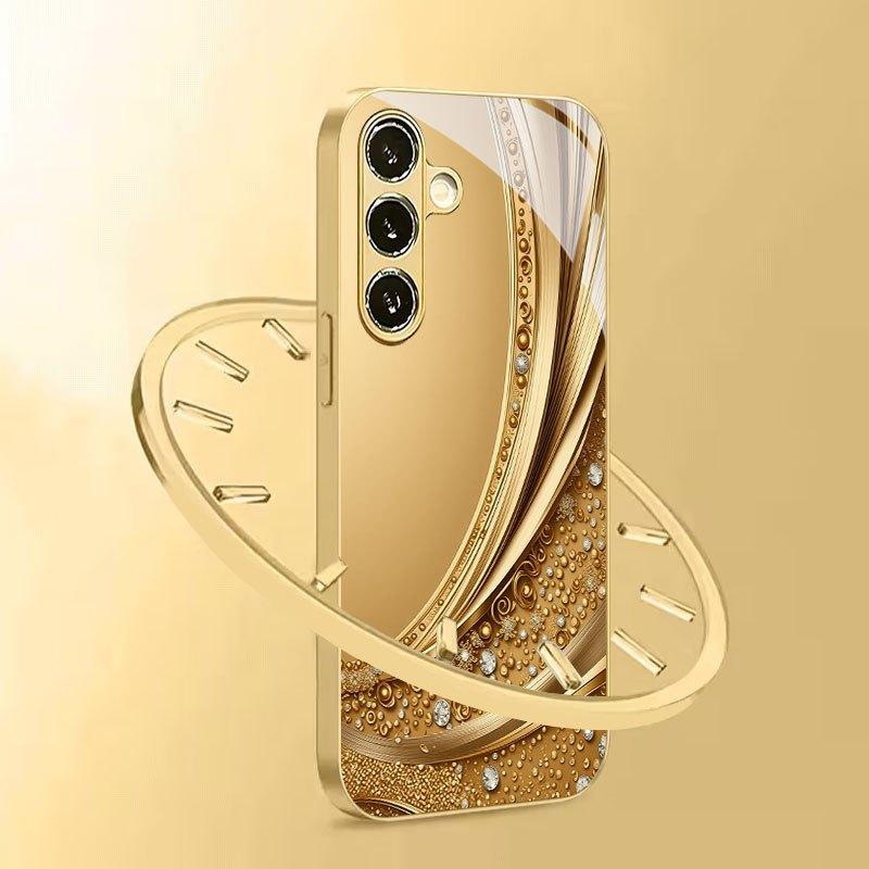 Гальванизированный золотой новый чехол для телефона для Samsung Galaxy S26 Ultra S25 Plus S24 S23 S22 fe закаленное стекло Художественные текстурные узоры