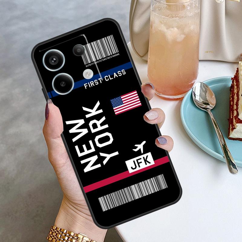 Boarding Pass Plane Ticket Case For Xiaomi Redmi Note 11 9 10 12 13 Pro Plus 9S 10S 11S 12S Redmi 12 10C 9C 13C Cover