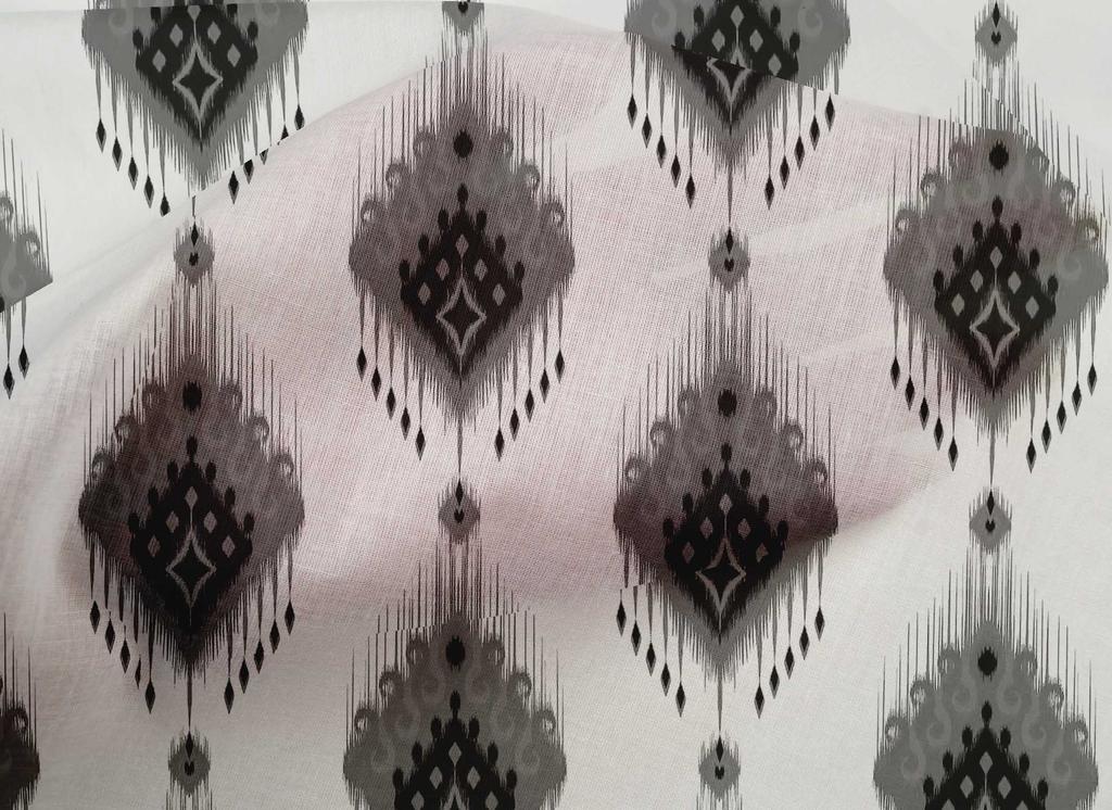 oneOone Cotton Poplin Gray Fabric Ikat Sewing Material Print Fabric By The Yard 42 Inch