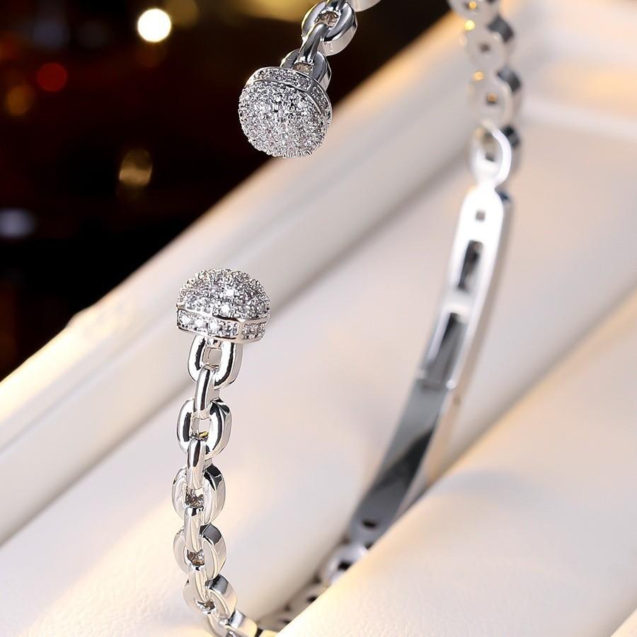 Fashion Classic European and American Light Luxury Women's High-end Bracelet Set with Zircon Open Bracelet Jewelry