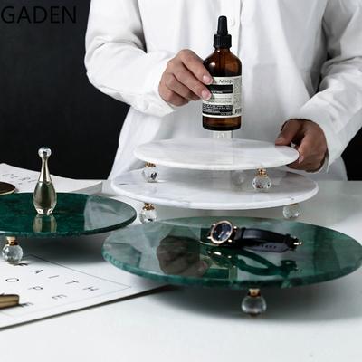 Поднос из натурального мрамора в стиле Nordic Light Luxury, круглый, с высокими ножками, для торта, обеденная тарелка, поднос West Point, декоративный поднос