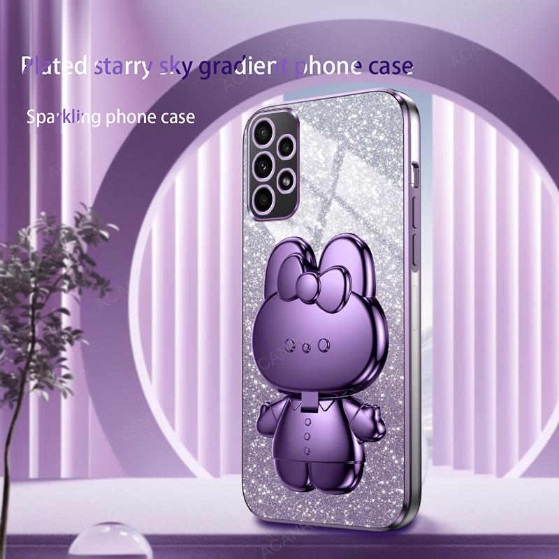 Милый 3D Кролик Макияж Зеркало Подставка Покрытие Чехол Для Samsung Galaxy A53 A33 A13 A52 A32 A72 A23 4g 5g Защитная Задняя Крышка A 52 53