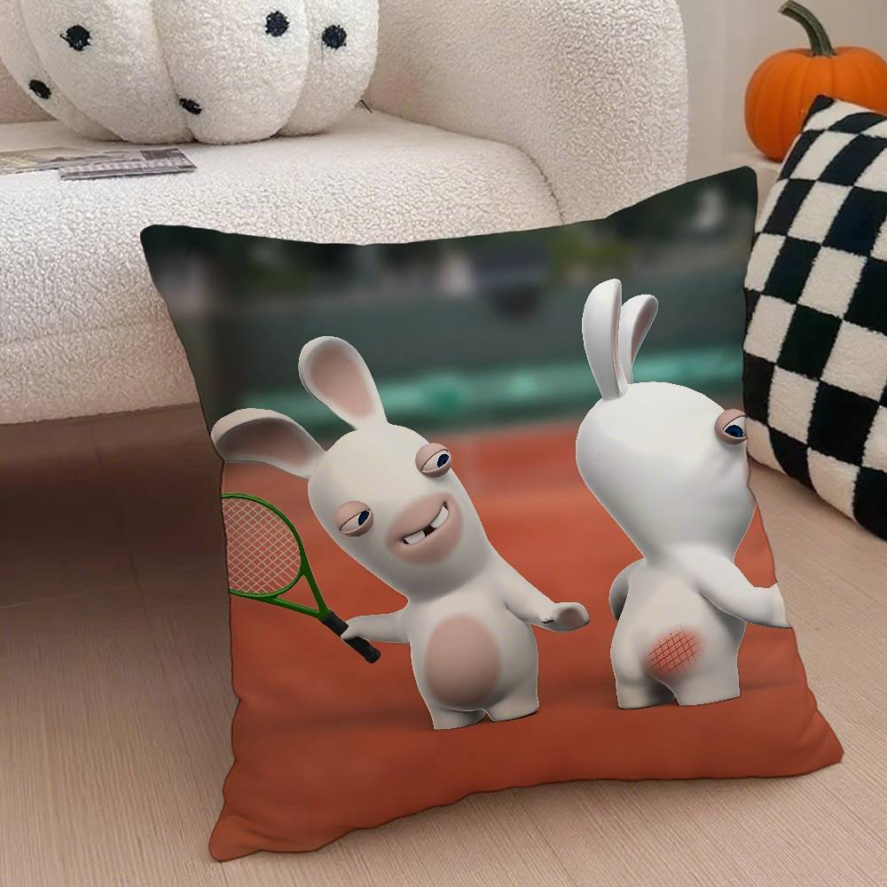 Аниме R-Raving Rabbids Наволочка Противопылевой клещ Наволочка Невидимая молния Шелковистый короткий плюш Чехол на подушку для дивана
