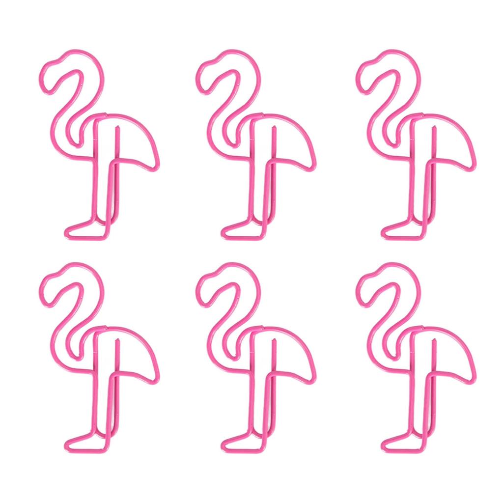 100pcs Paper Clips Prevent Slip Cute Flamingo Shaped Small Bookmark Paperclips for Paper Document Pink