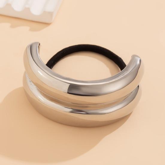 Geometric Metal Hair Tie, Alloy Elastic Ponytail Holder for Women, Minimalist Square Hair Ring for Daily Commuting Use