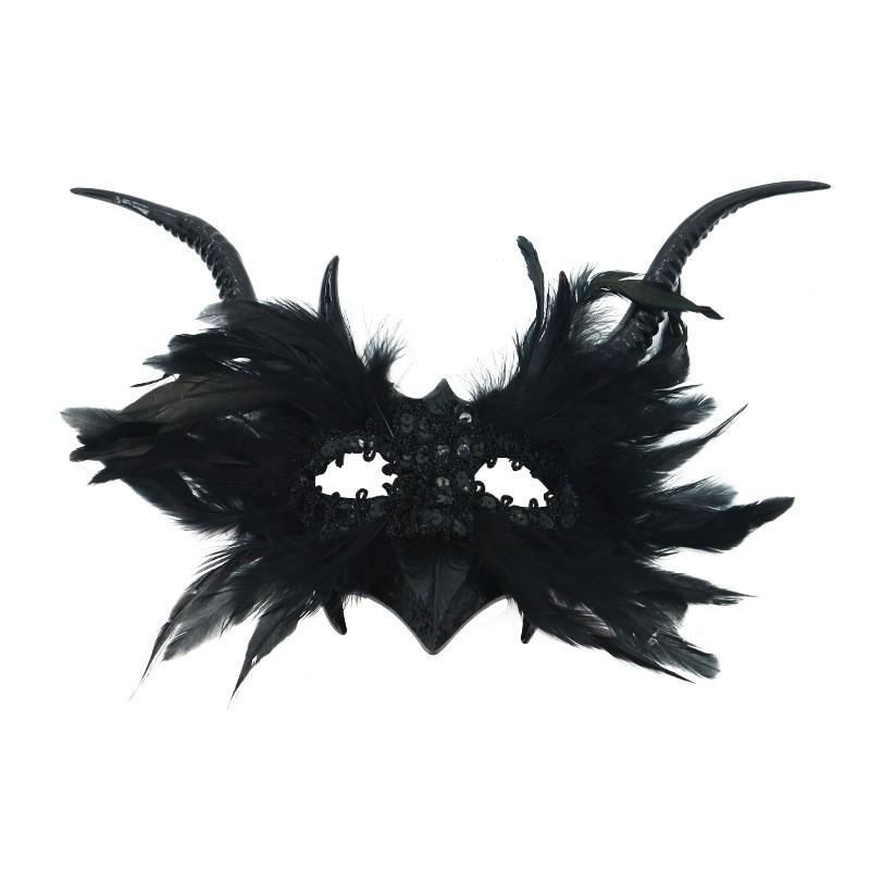 Gothic Half Face Feather Mask Halloween Party Costume Accessory