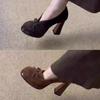 Retro Thick Heel High Heels Women's 2025 Spring and Autumn French Temperament Socialite Style Is Not Tired, Single Feet Shoes Are Comfortable and Ver