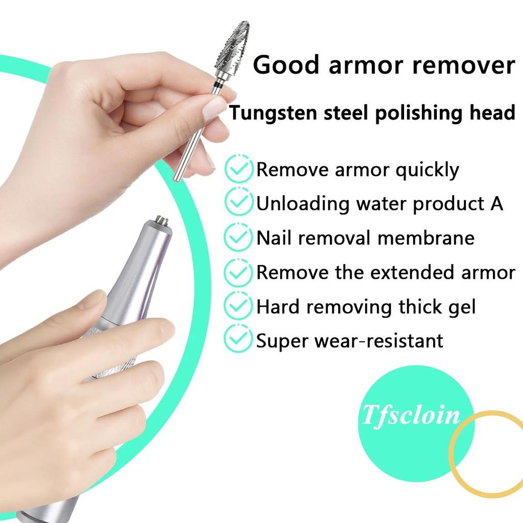 1 or 2 Pcs Tungsten Nail Drill Bits Rotate Electric Milling Cutters For Manicure Machine Quick Removal