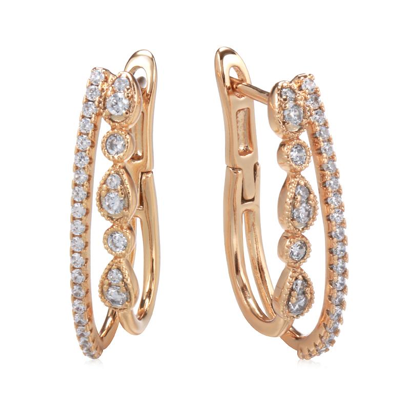 Новые серьги-подвески для женщин Rose Gold, креативная геометрия, симметрия, натуральный циркон, высокое качество, повседневные тонкие украшения