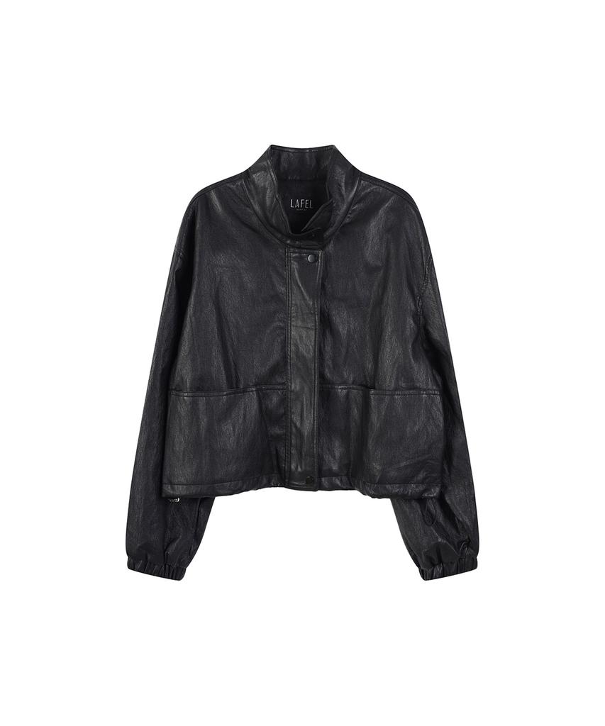 LAFELSORTOF Faux Leather Zip-Up Jacket