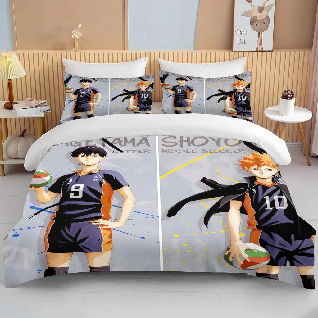 Новые 3D комплекты постельного белья Haikyuu Мультяжное одеяло Покрывало Аниме Пододеяльник Наволочки Комплекты Взрослые Детские Комплекты постельного белья Домашний текстиль