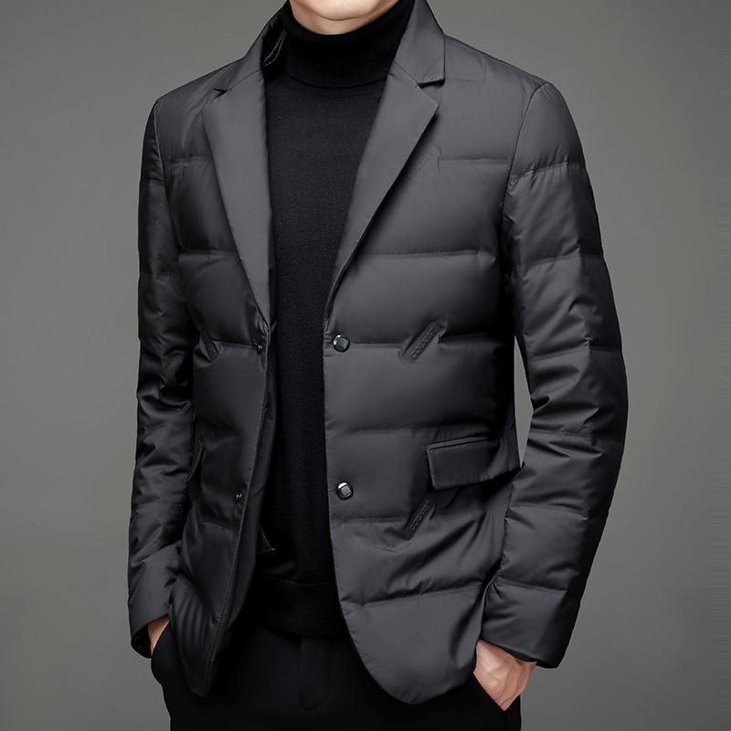 Зимняя мужская куртка-пуховик Slim Fit, мужская повседневная куртка со съемным воротником-шарфом