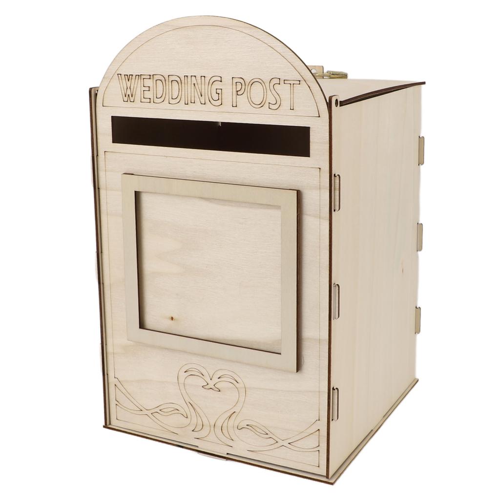 DIY Wooden Wedding Mailbox Post Box with Lock Key for Reception Wedding Anniversary Party