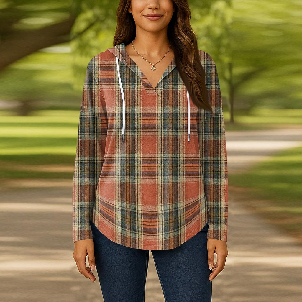 Женские модные толстовки с капюшоном V-образным вырезом с длинным рукавом и цветочным принтом на шнурке, повседневные свободные пуловеры