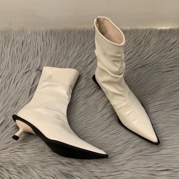 Сексуальные женские ботильоны с острым носком, брендовые модные кожаные туфли на среднем каблуке для офиса, зимняя обувь 2025 года, туфли-лодочки для вечеринок, Botas Mujer