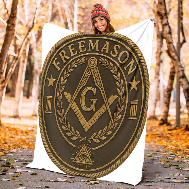 1PC The square-of Freemasonry printed blanket, al season lightweighsonry blanket home office outdoor nap multifuncsonry blanketional blanket