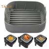 Silicone Air Fryer Baking Pan with Handles Non-Stick Reusable Square Airfryer Liners Basket for 4-6 QT Air Fryer Accessories for Even Heating