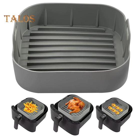 Силиконовый противень для выпечки с ручками для аэрофритюрницы, многоразовые квадратные вкладыши для аэрофритюрницы с антипригарным покрытием, корзина для аэрофритюрницы объемом 4–6 кварты, аксессуары для равномерного нагрева