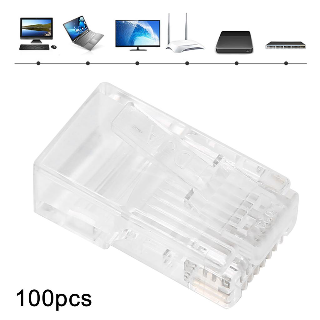 100pcs RJ45 Cat5E Modular Unshielded GoldPlated Networks Cable Connectors for Game Computers Router