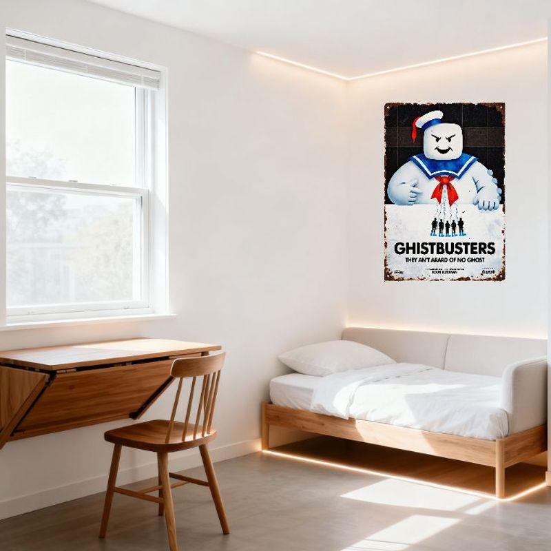 Охотники за привидениями Зефирный человечек Stay Puft Винтажная металлическая жестяная табличка Потертый ретро киноплакат Настенная табличка Домашний бар Кафе Мужская берлога D