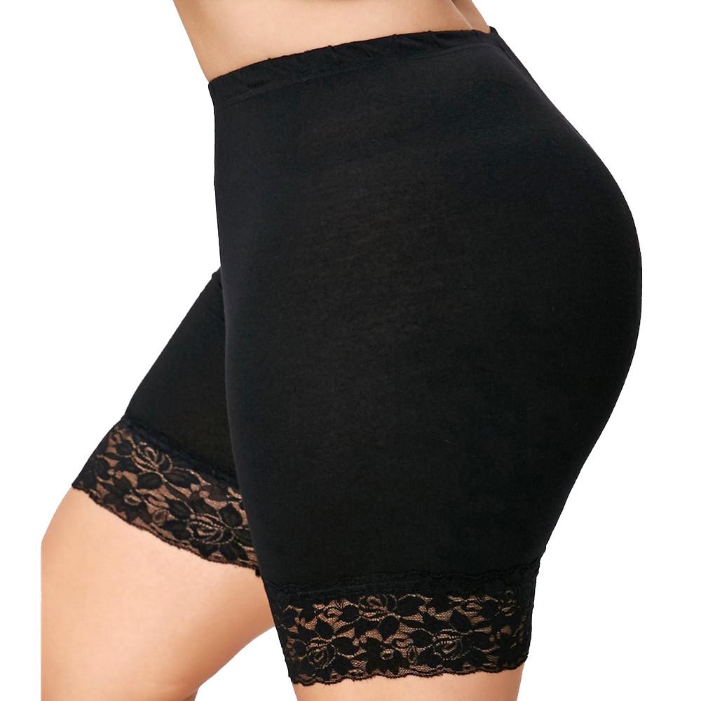 Womens Plus Size Mid Waist Lace Hot Shorts Elastic Sports Pants Trousers Trunks