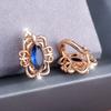 Серьги в этническом стиле с ромбами и синим цирконием для женщин, серьги-подвески цвета розового золота, винтажные свадебные украшения