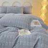 Autumn and Winter Thickened Rabbit Plush Three-dimensional Milk Velvet Winter Warm Sheets and Fitted Sheets Bedding Double Four-piece Set