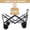 Portable Wagon - Ultra-Compact Folding Wagon - All-Terrain Wheels - 100kg - 600D Oxford Fabric - Beige