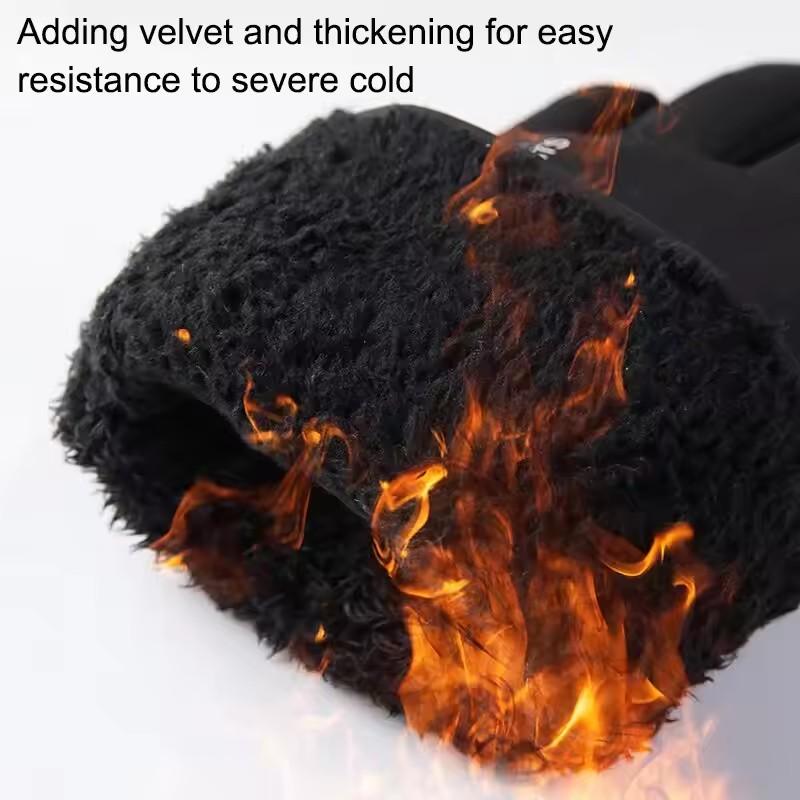 Зимние лыжные перчатки с полными пальцами для мужчин, утолщенные, теплые, водонепроницаемые перчатки для катания, плюшевые мотоциклетные перчатки с сенсорным экраном