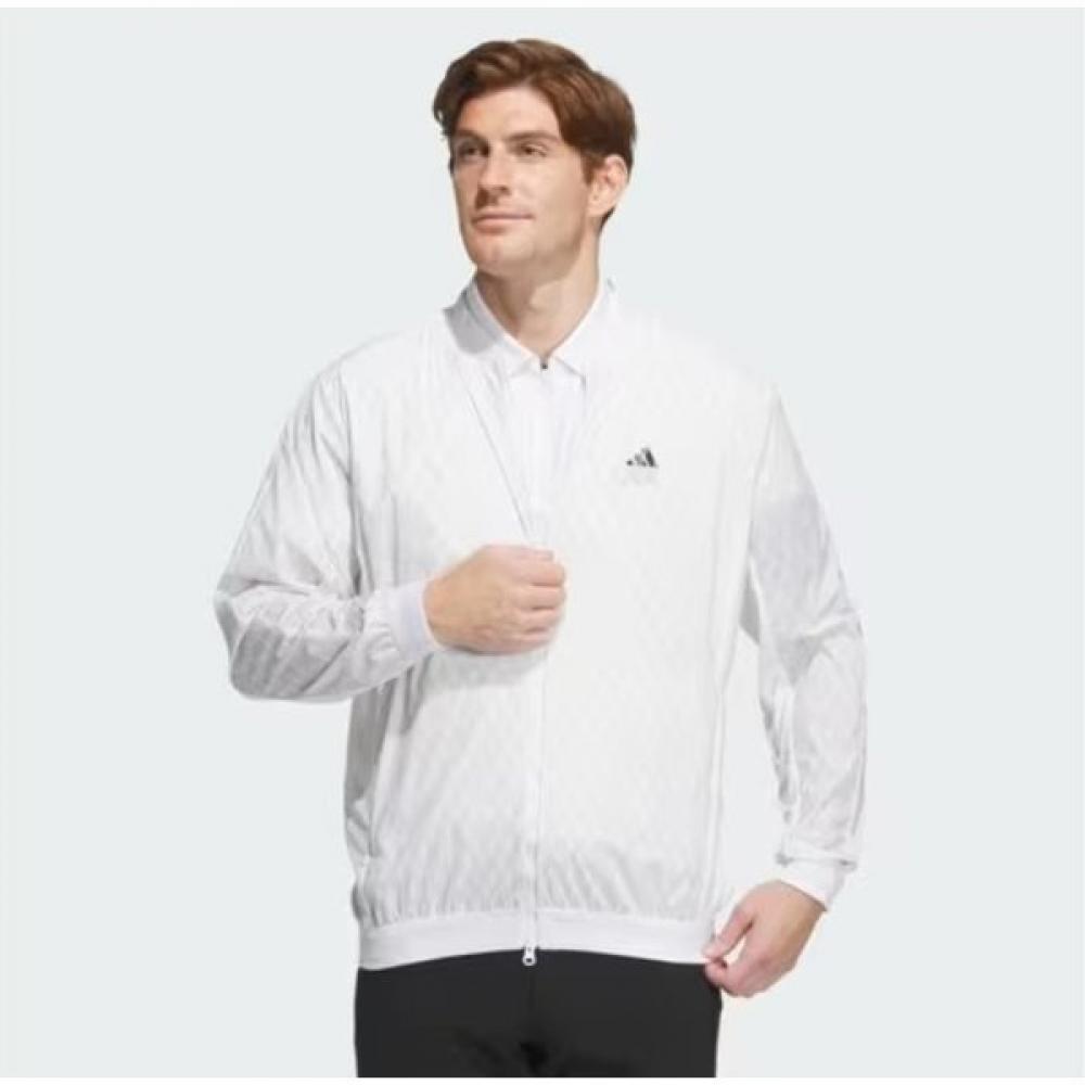Adidas Golf 24 Years Ss Lightweight Printed Woven Jacket In6666 White Grey