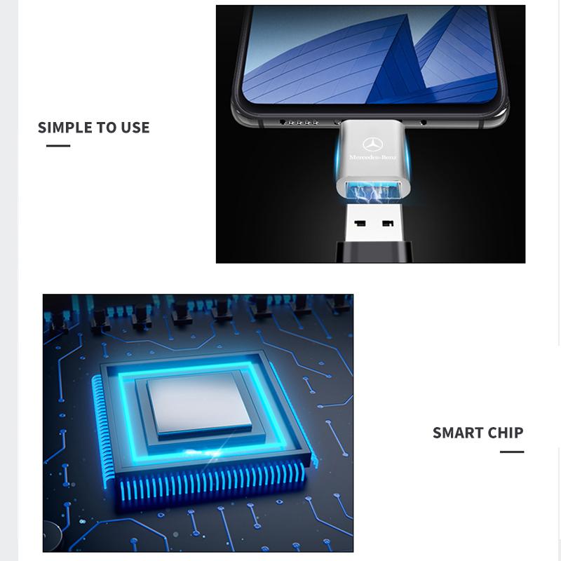 1pcs Car Type-C To USB 3.0 Interface Mini Converter Charging Adapter For Mercedes-Benz A B C E S Class W168 W169 W176 W177 W245 W246 W247