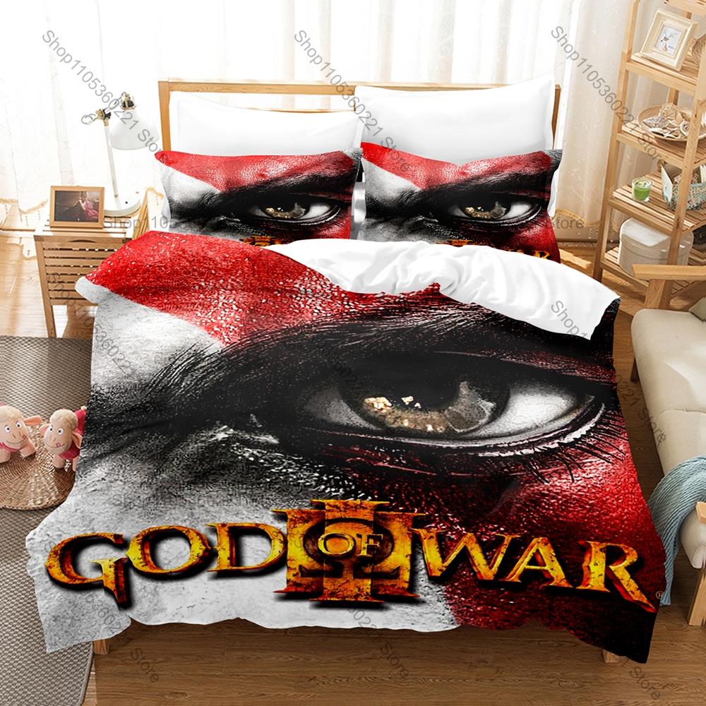 Постельное белье Kratos God of War, 3 предмета, комплект с пододеяльником, классическая игровая постельная принадлежность для декора спальни подростка