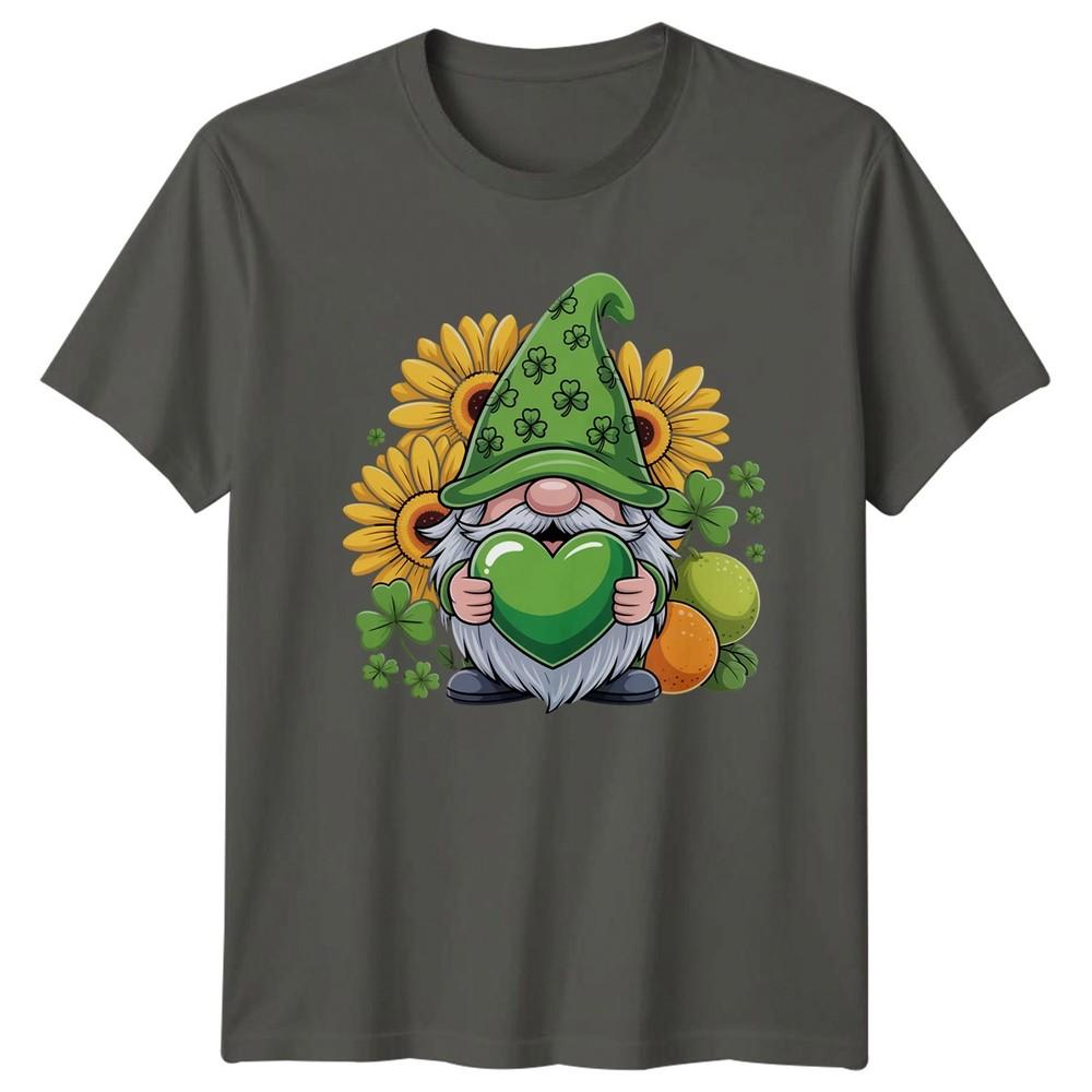 Lucky Green Gnome Holding Heart TShirt St Patricks Day Gnome Holiday