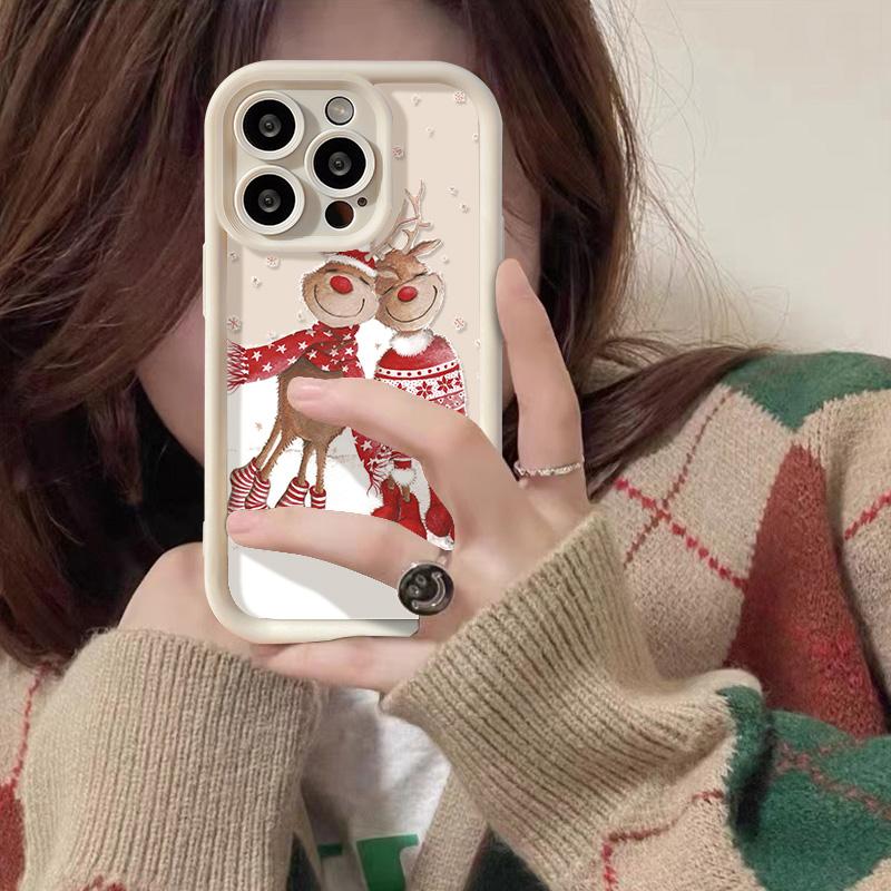 Рождественский чехол для iPhone 11 13 12 14 15 16 Pro Max XR XS Samsung A15 A55 A05 Redmi 12 13C OPPO A16 A18 A60 Reno 11 Vivo Y17S Y12 infinix note