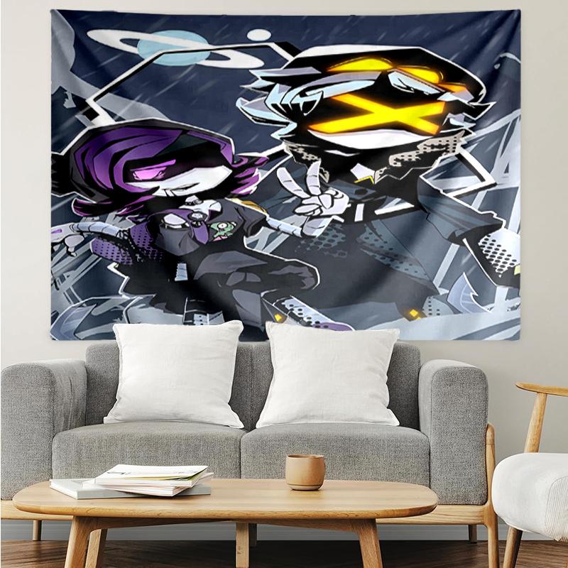 Murder-Drones Print Tapestry, Backdrop, Easy Setup, Ideal for Bedroom, Office & Living Room, with Aesthetic Wall Hanging Decor.