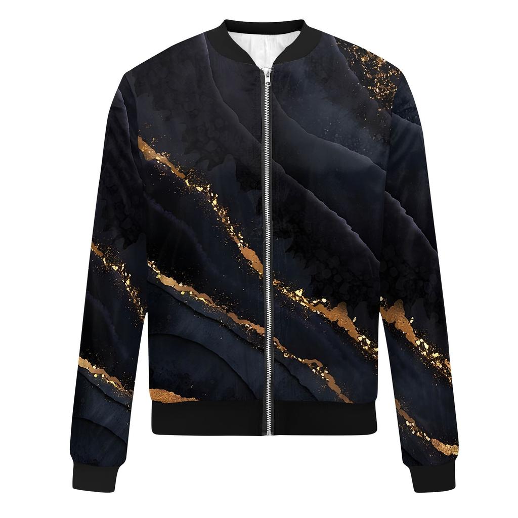 Женская мода повседневная куртка с градиентным принтом на молнии с карманами