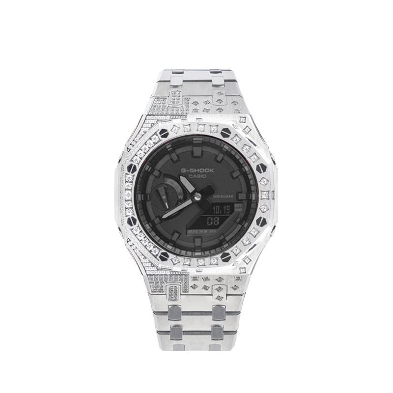 Casio Мужские часы с ЖК-дисплеем и аналоговым двойным дисплеем Серия Black GA-2100-1A1(Watch8--)
